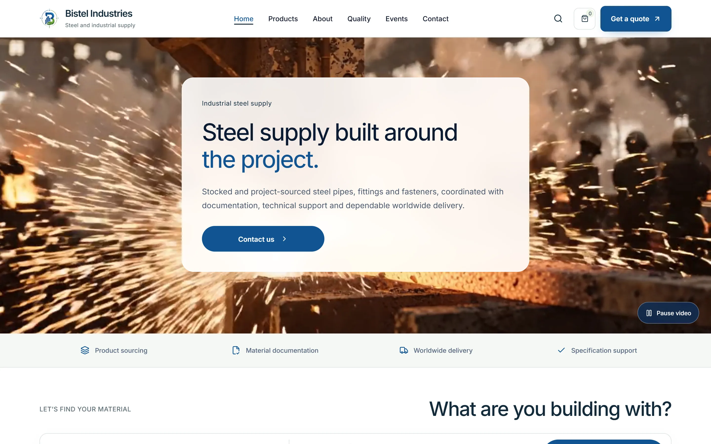 Bistel Industries website desktop view