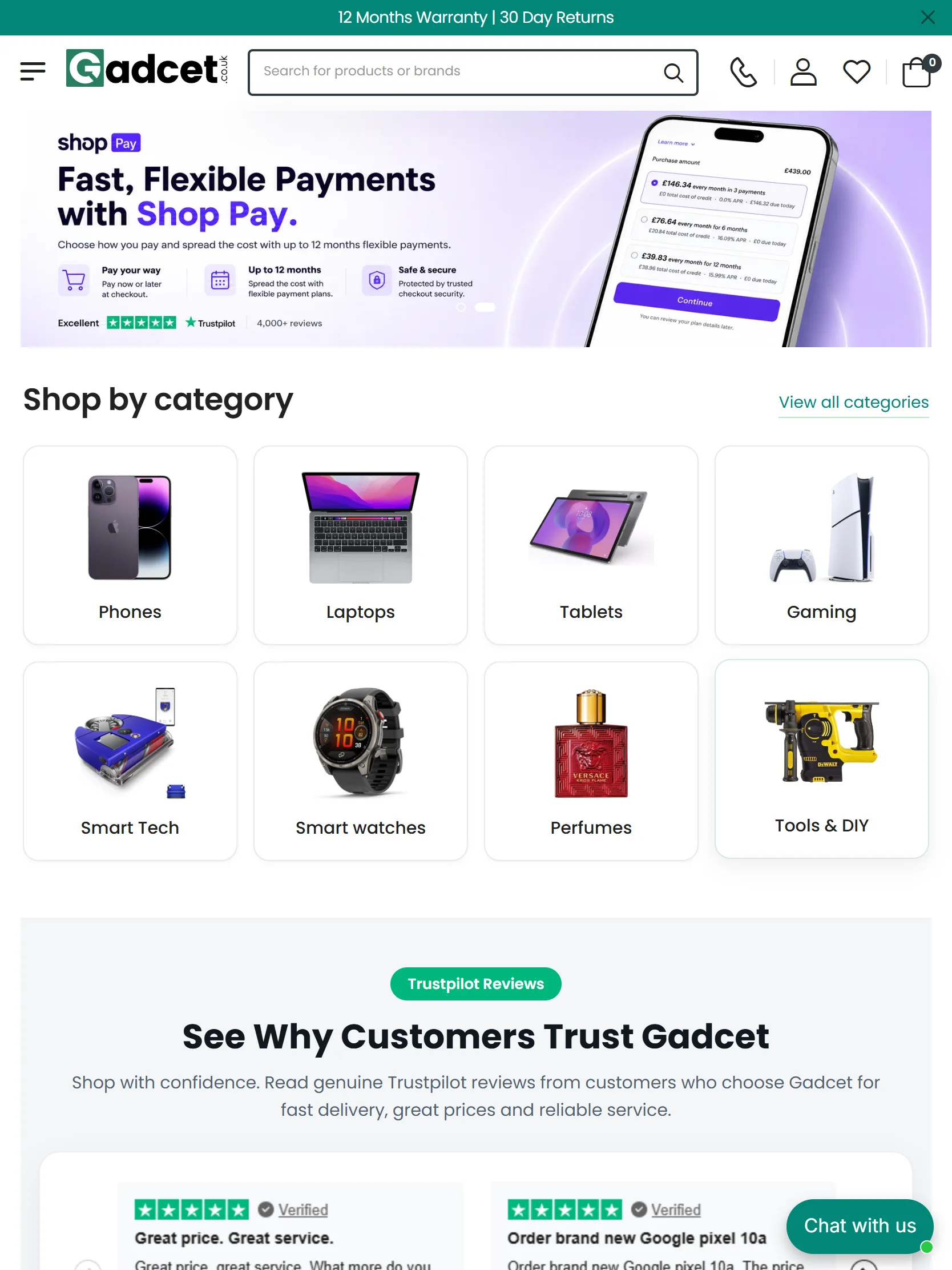 Gadcet — Tablet, captured from the website and shown without cropping