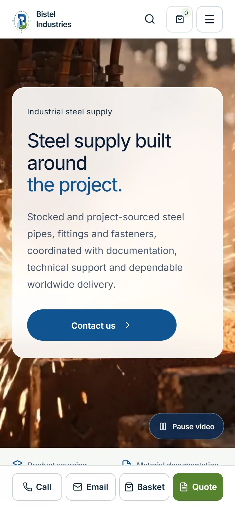 Bistel Industries — Mobile, captured from the website and shown without cropping