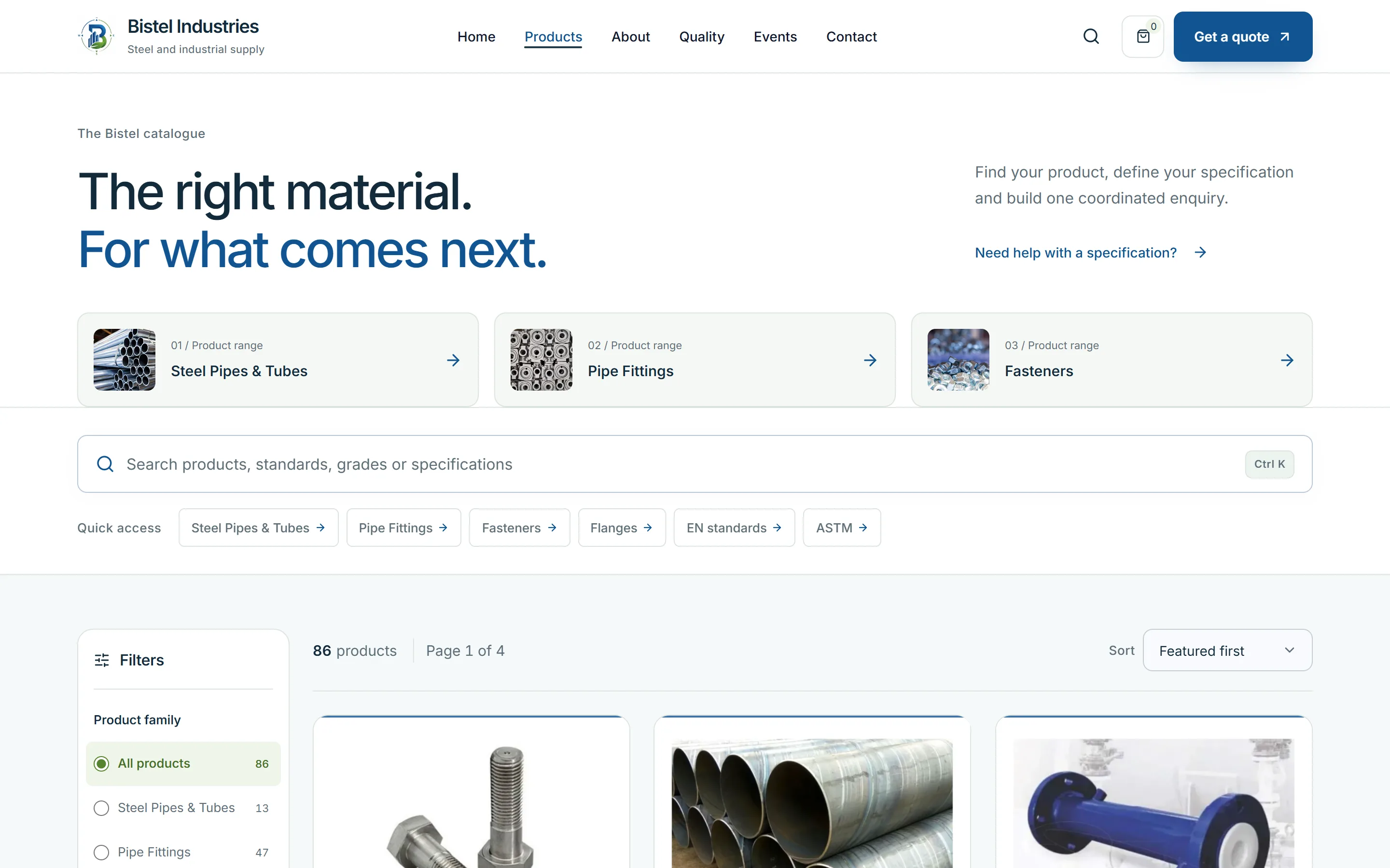 Bistel Industries — Product catalogue, captured from the website and shown without cropping