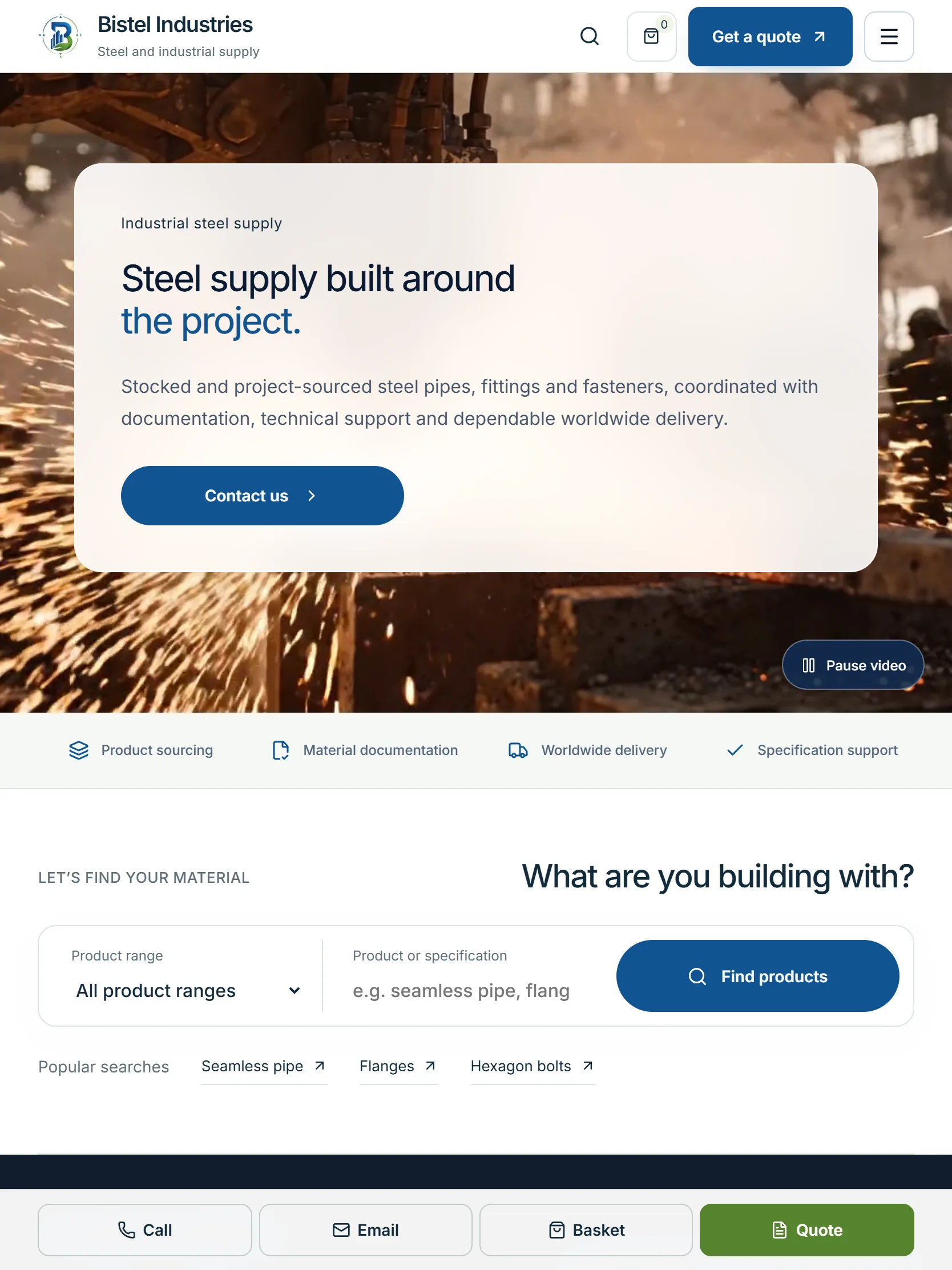 Bistel Industries — Tablet, captured from the website and shown without cropping