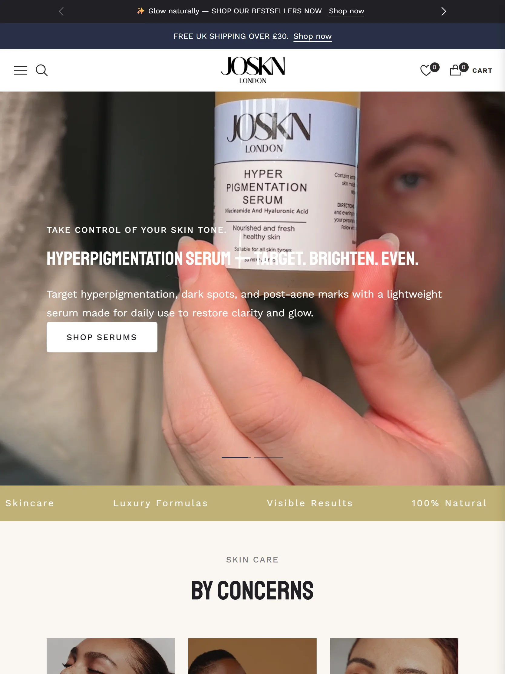 JOSKN London — Tablet, captured from the website and shown without cropping
