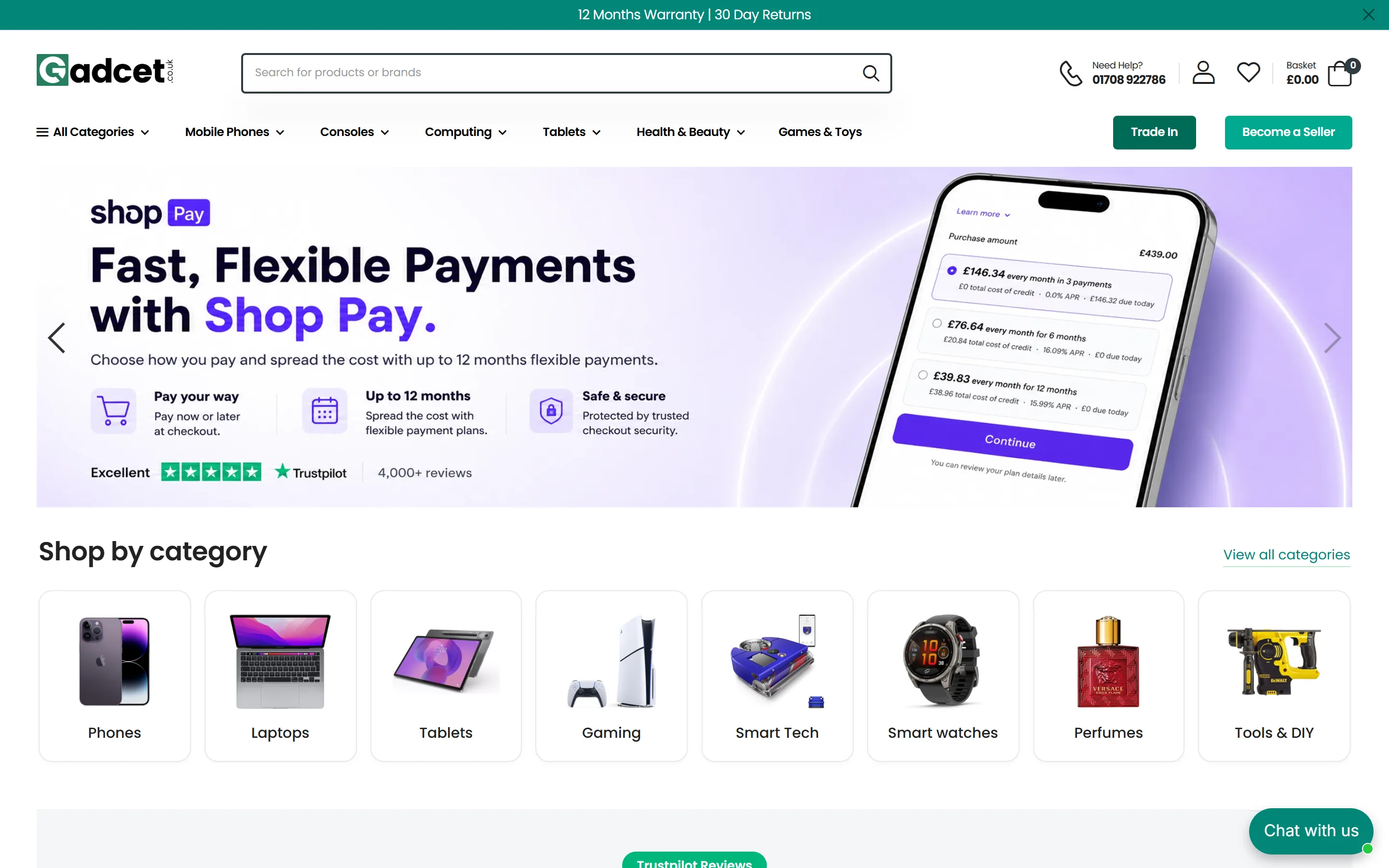 Gadcet — original website screenshot, shown in full
